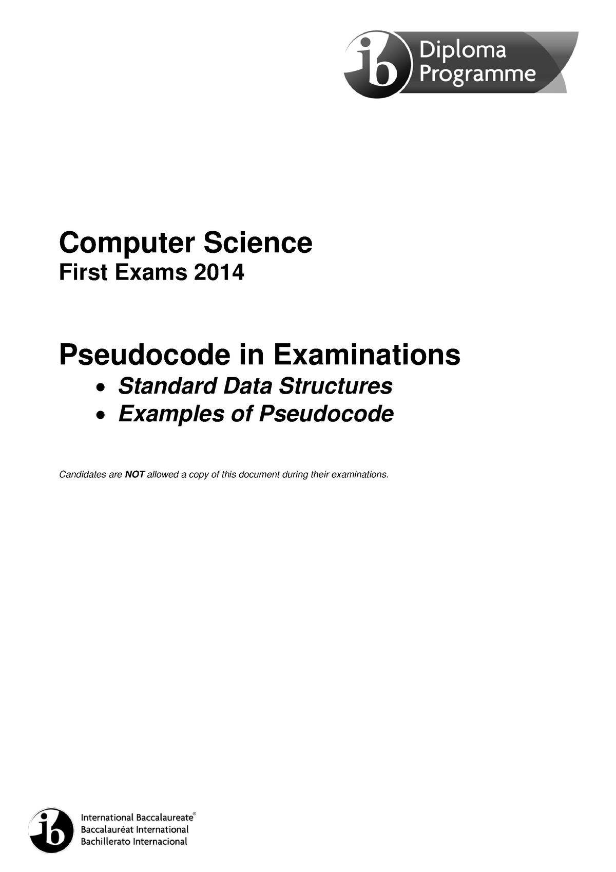 IB-Pseudocode-rules - Computer Science First Exams 2014 Pseudocode In ...