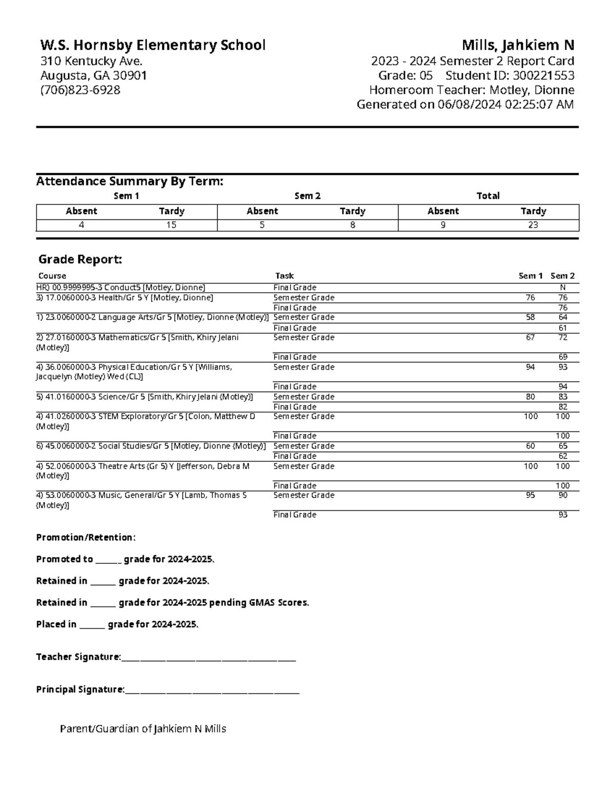 Report - .... - W. Hornsby Elementary School 310 Kentucky Ave. Augusta ...