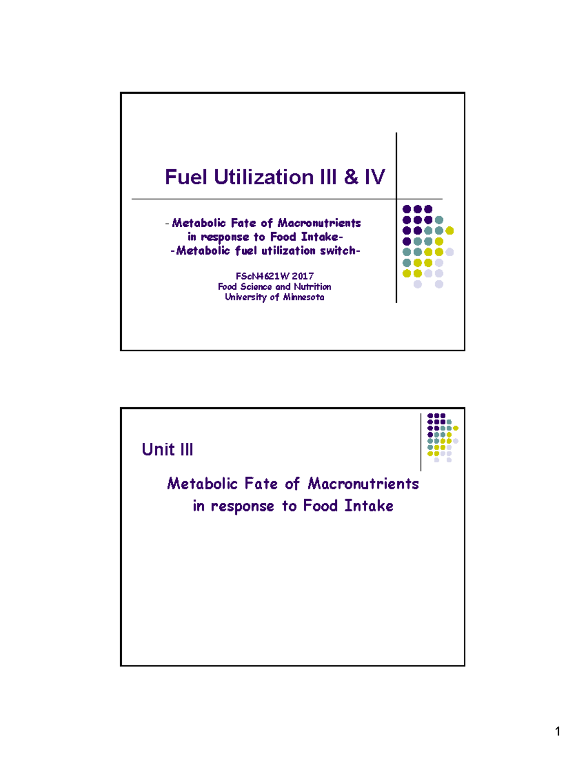 Fuel Utilization III IV 2017 Notes 2pg Fuel Utilization III & IV