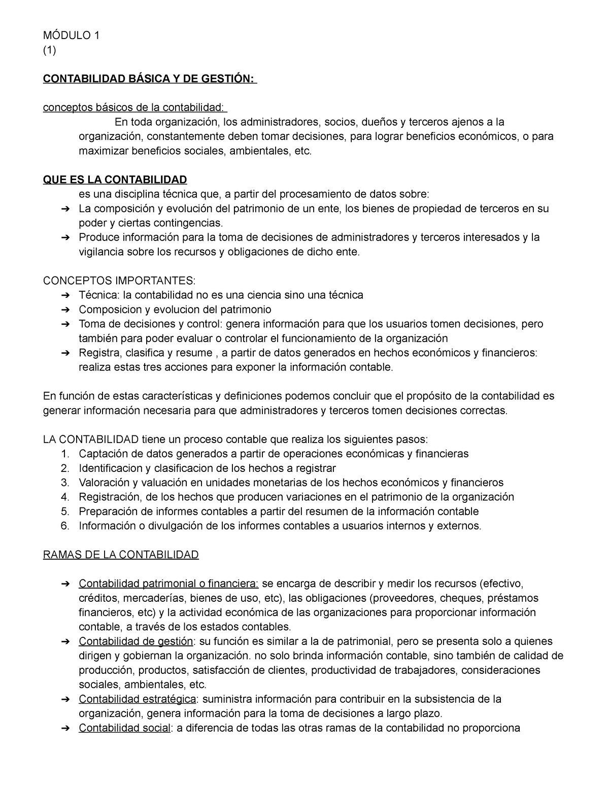 Contabilidad M1 Y 2 Pequeño Resumen Del Modulo 1 Y 2 MÓdulo 1 1 Contabilidad BÁsica Y De 2417