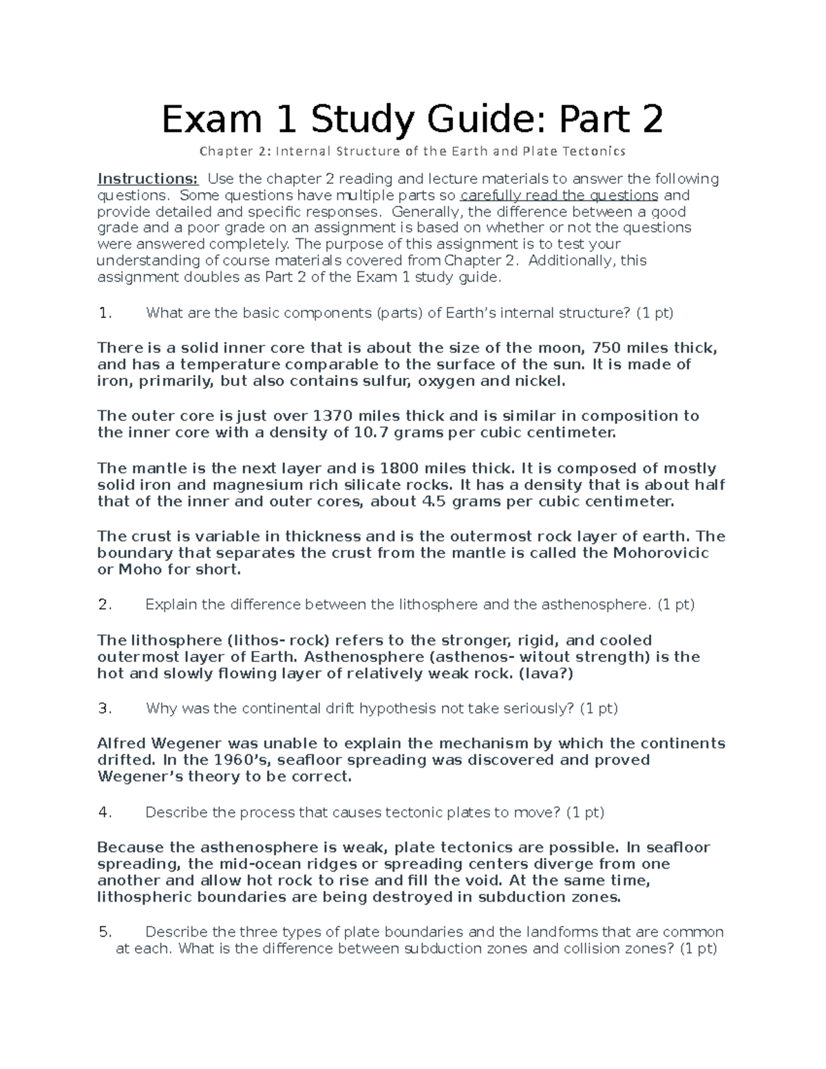 Study Guide Chapter 2 - Exam 1 Study Guide: Part 2 Chapter 2: Internal ...