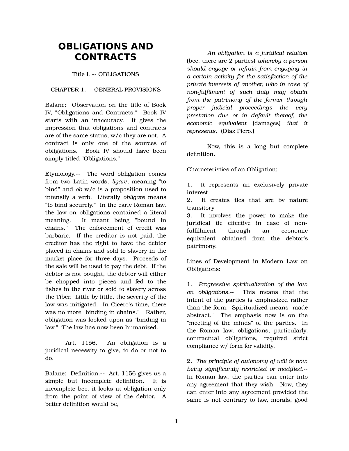 obligations and contracts essay questions