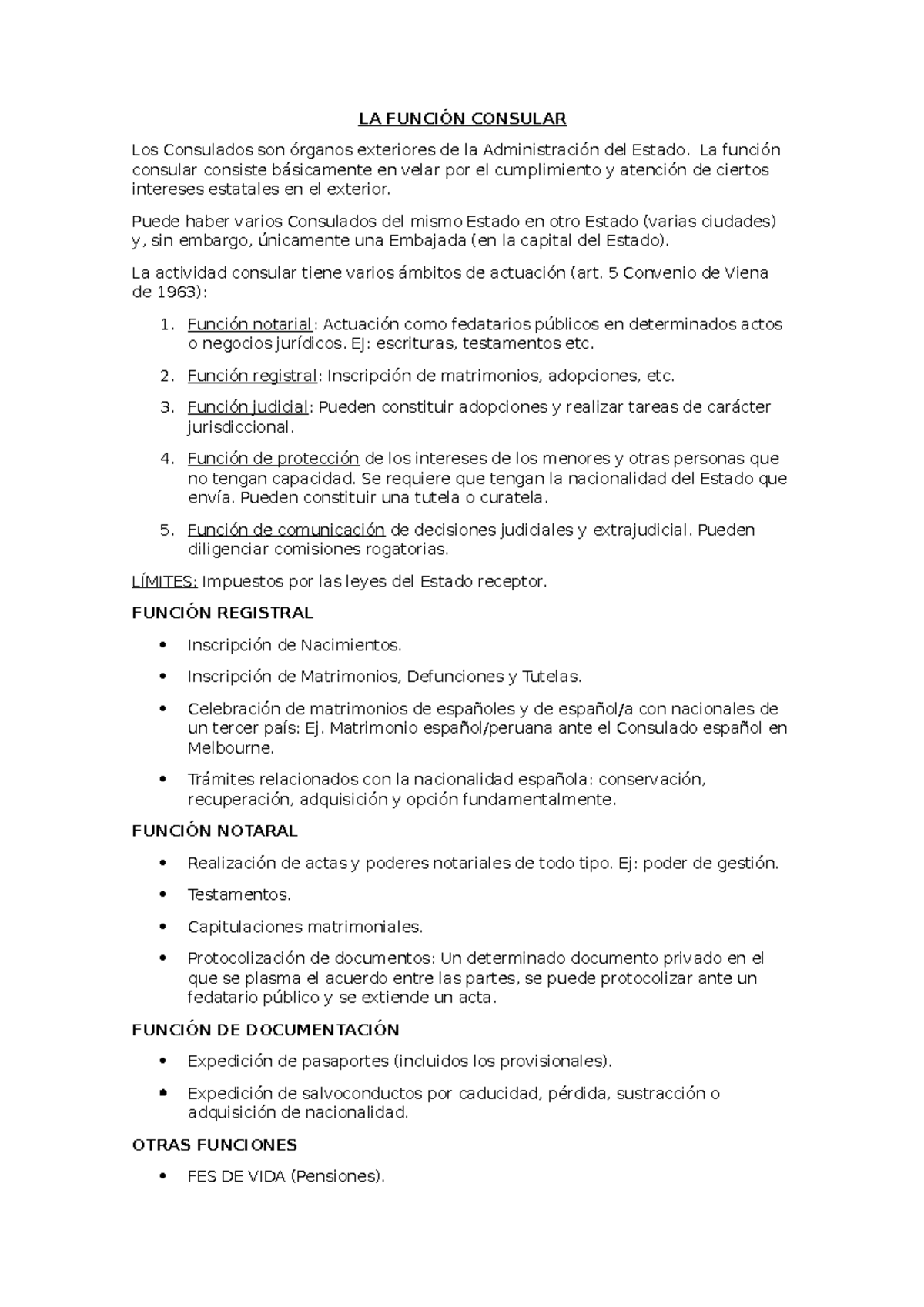 Función Consular - APUNTES DIP DE TARDE - LA FUNCIÓN CONSULAR Los ...