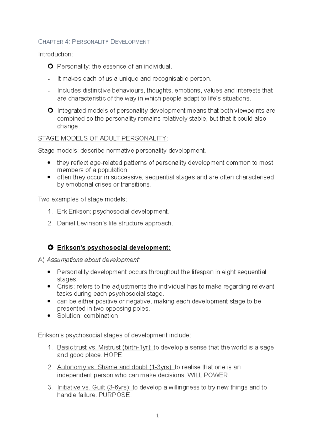 Chapter 4 Personality Development - CHAPTER 4: PERSONALITY DEVELOPMENT ...