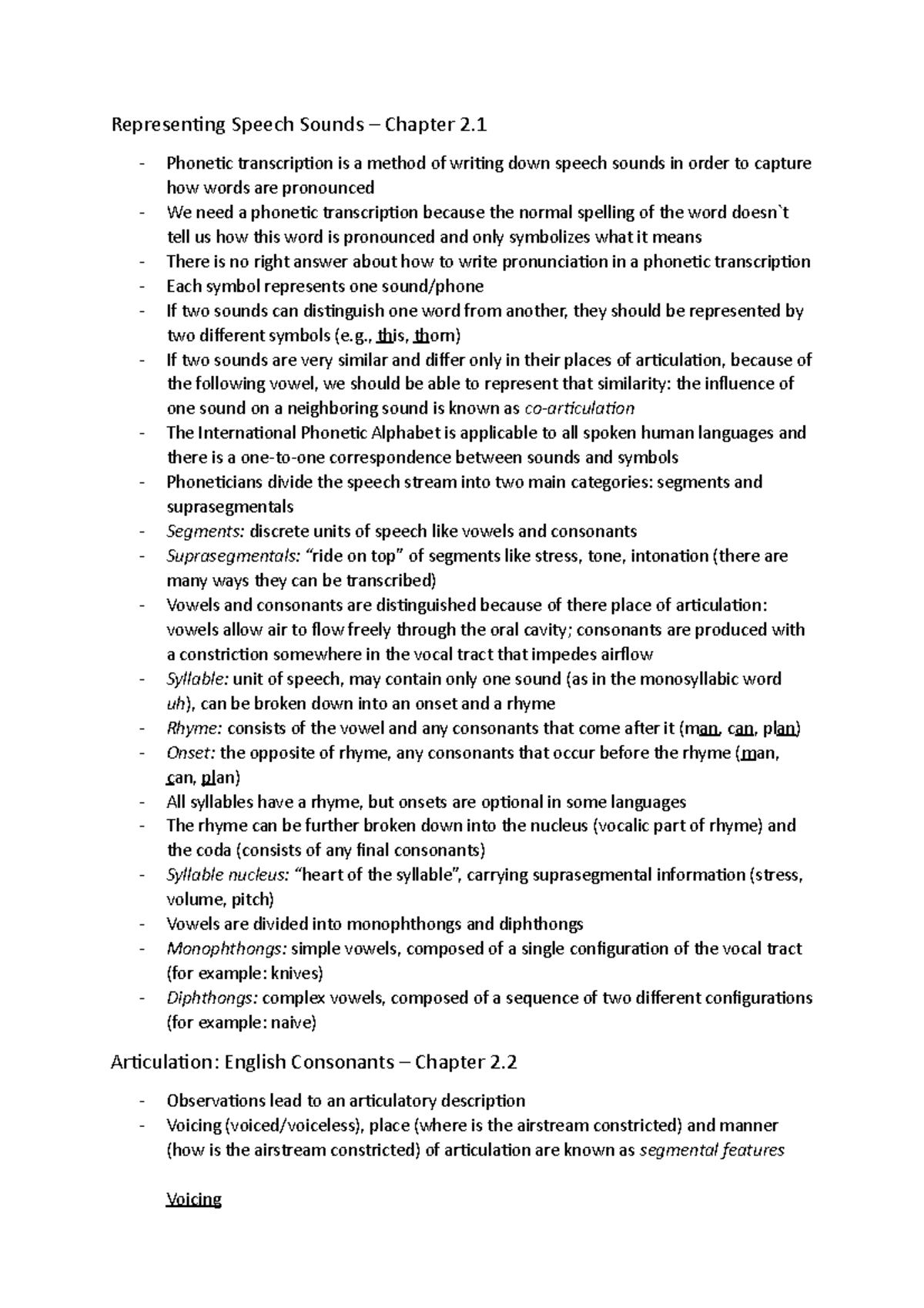 Representing Speech Sounds Ch2 - Representing Speech Sounds – Chapter 2 ...