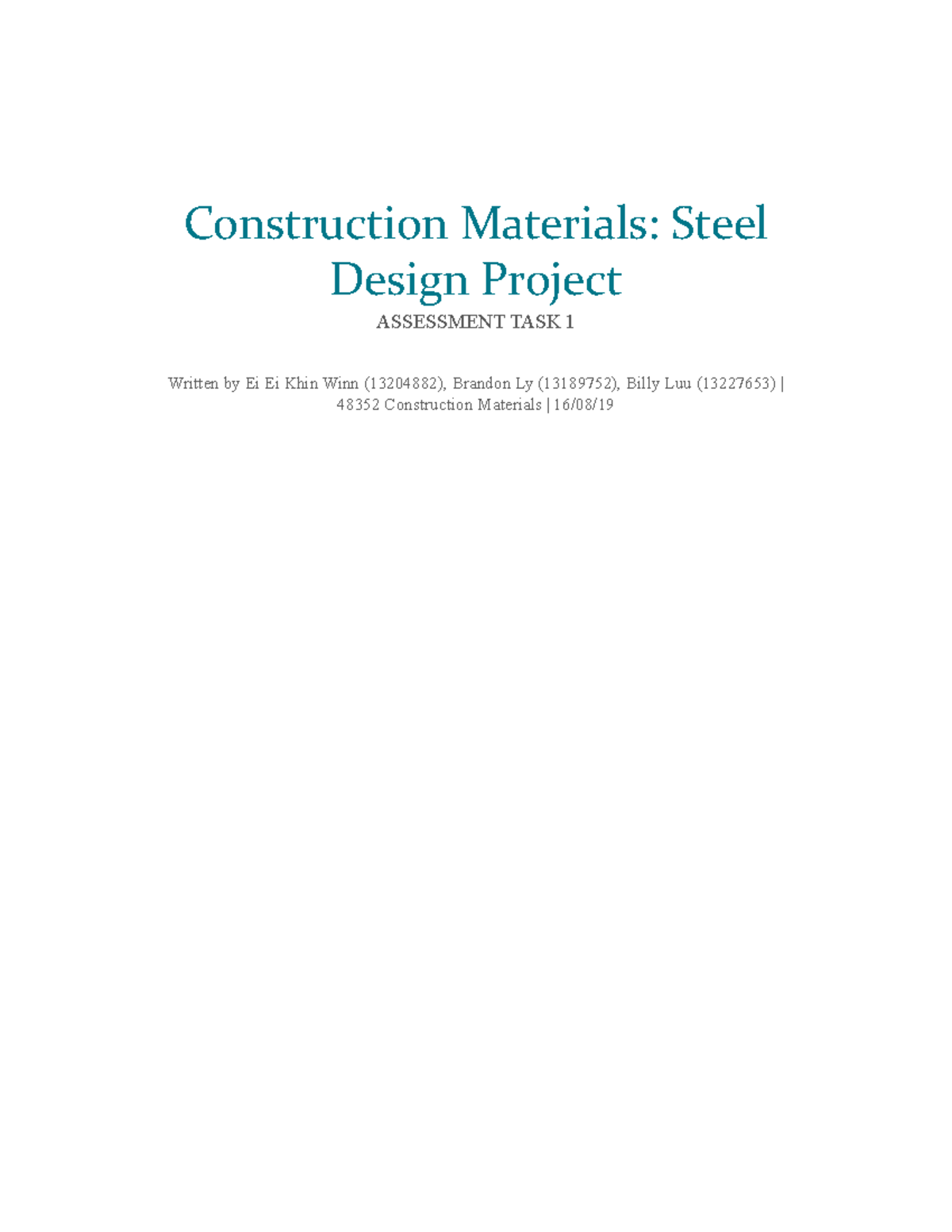 Construction-Materials assignment 1 - Construction Materials: Steel ...