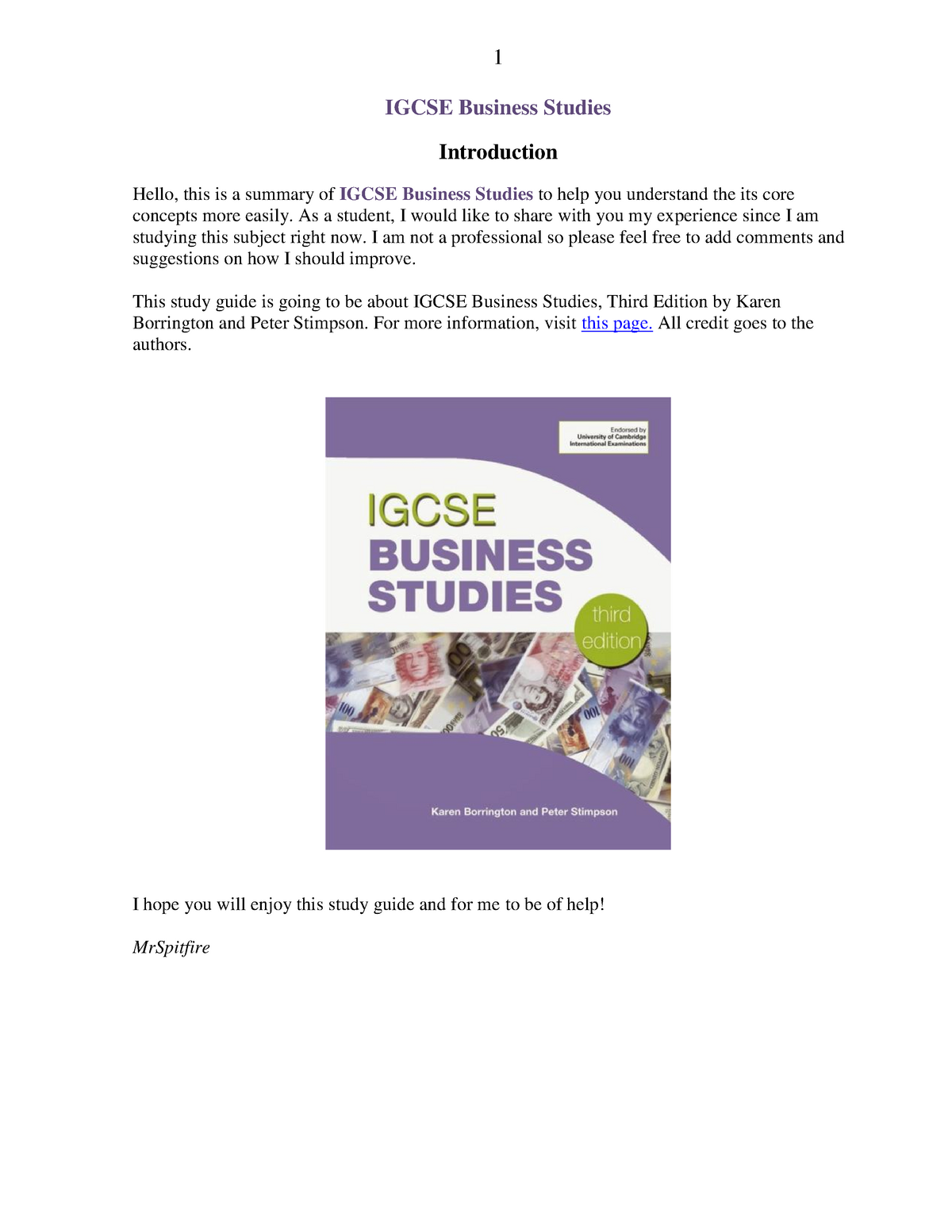 Business Studies Notes for Igcse - IGCSE Business Studies Introduction Hello, this is a summary of - Studocu