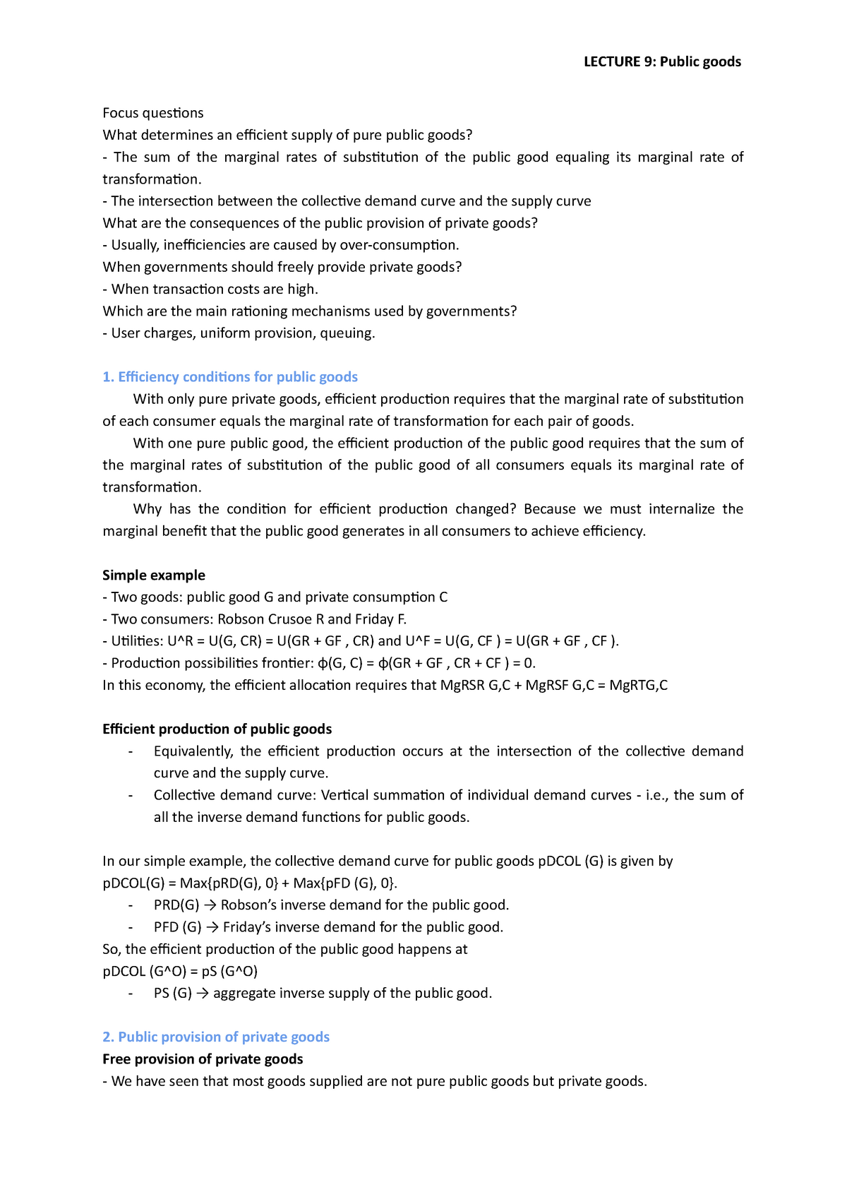 Demand Curve for Pure Public Good - vertical Summation