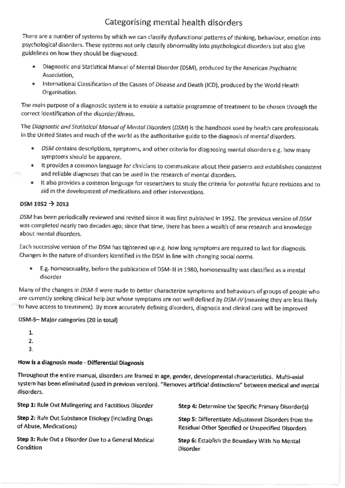 DSM - These are all summary documents which summarise the contents of ...