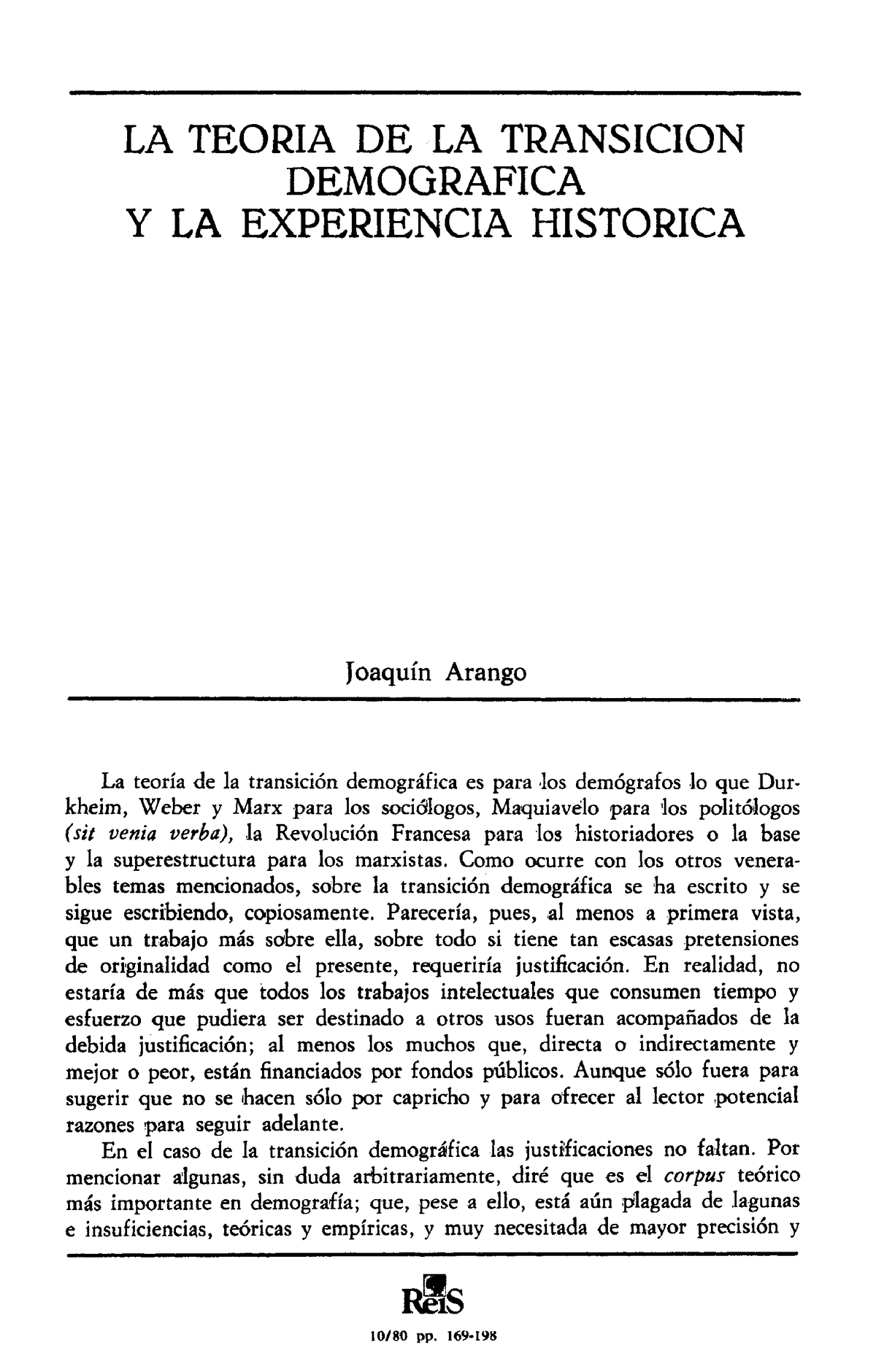 La Teor A De La Transici N Demogr Fica Y La Experiencia Historica - LA ...