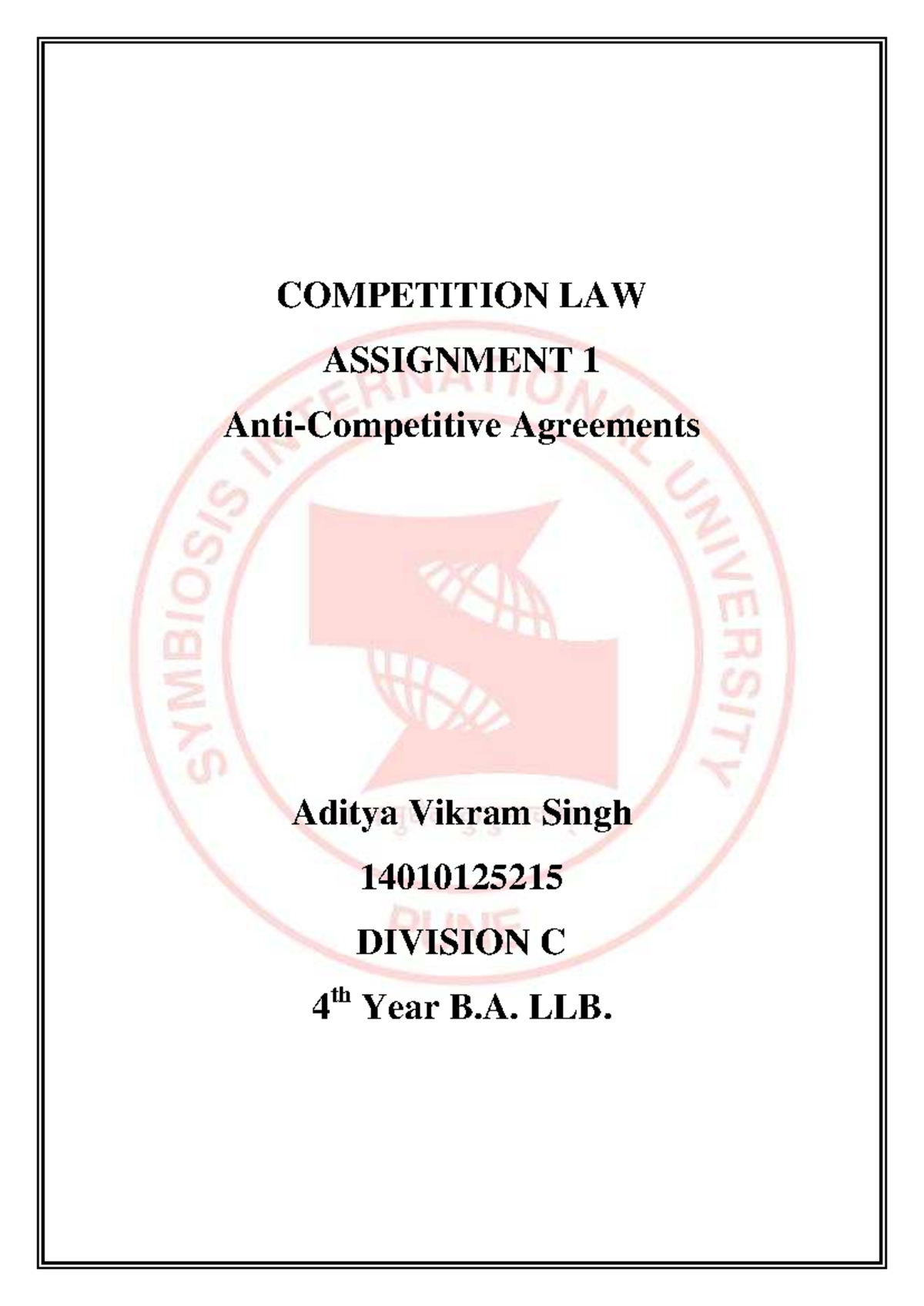 Competition LAW Assignment 1 Anti Compet - COMPETITION LAW ASSIGNMENT 1 ...