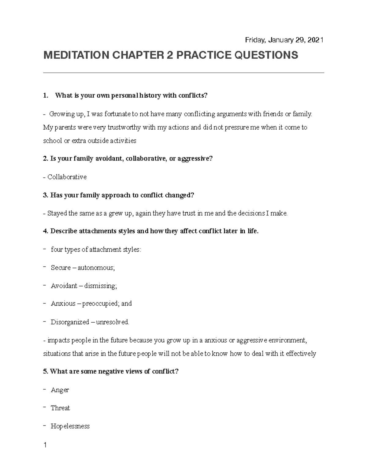 Chapter 2 meditation practice questions - Friday, January 29, 2021 ...