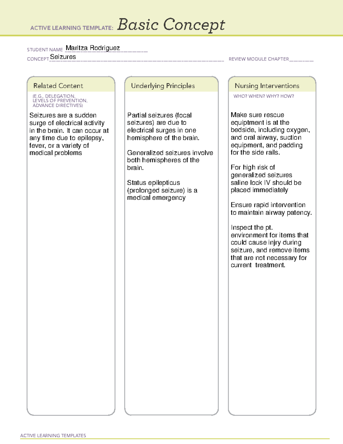 OB Ati A 3 - Remediation - ACTIVE LEARNING TEMPLATES Basic Concept ...