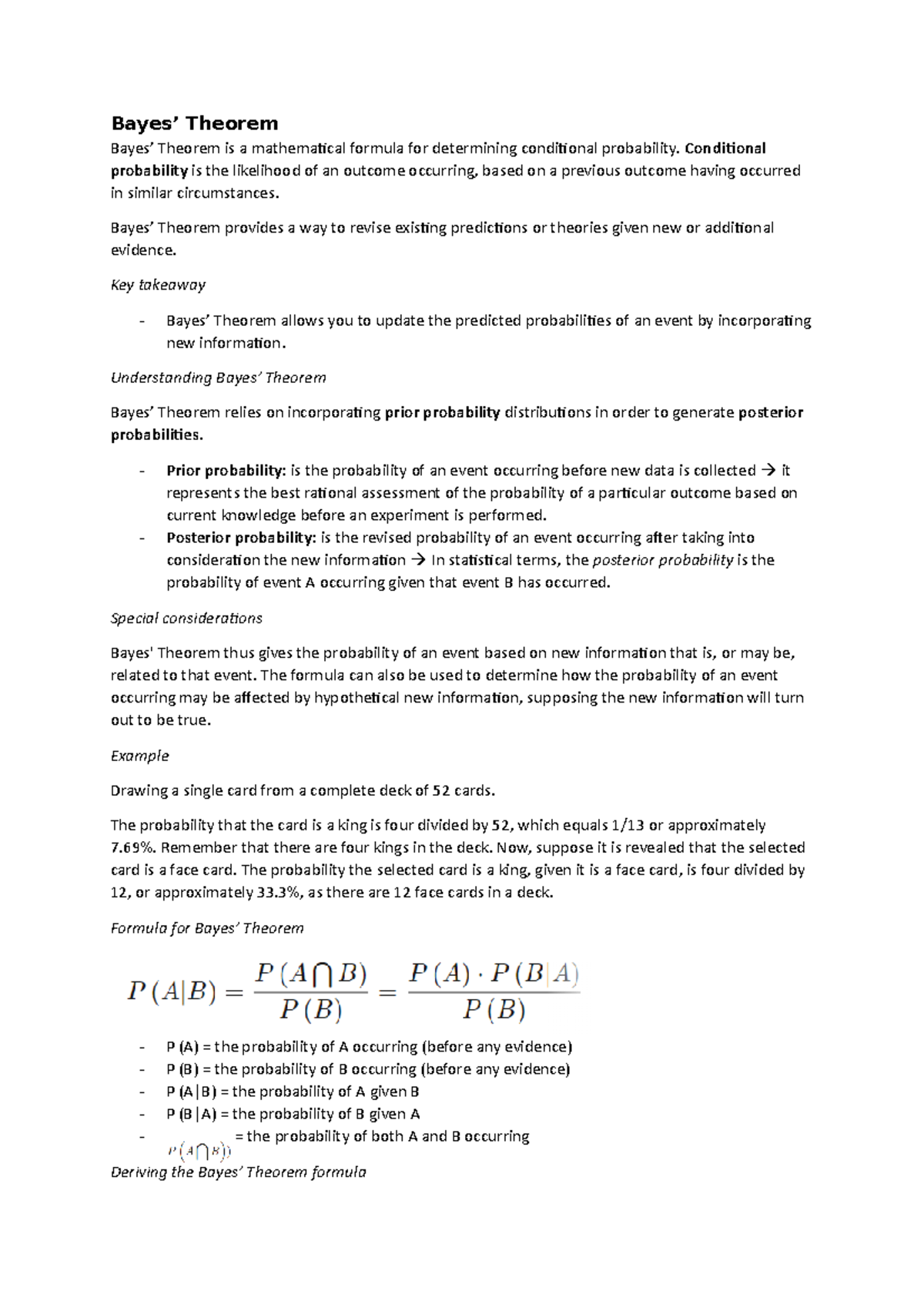 Bayes' Theorem - Bayes’ Theorem Bayes’ Theorem Is A Mathematical ...