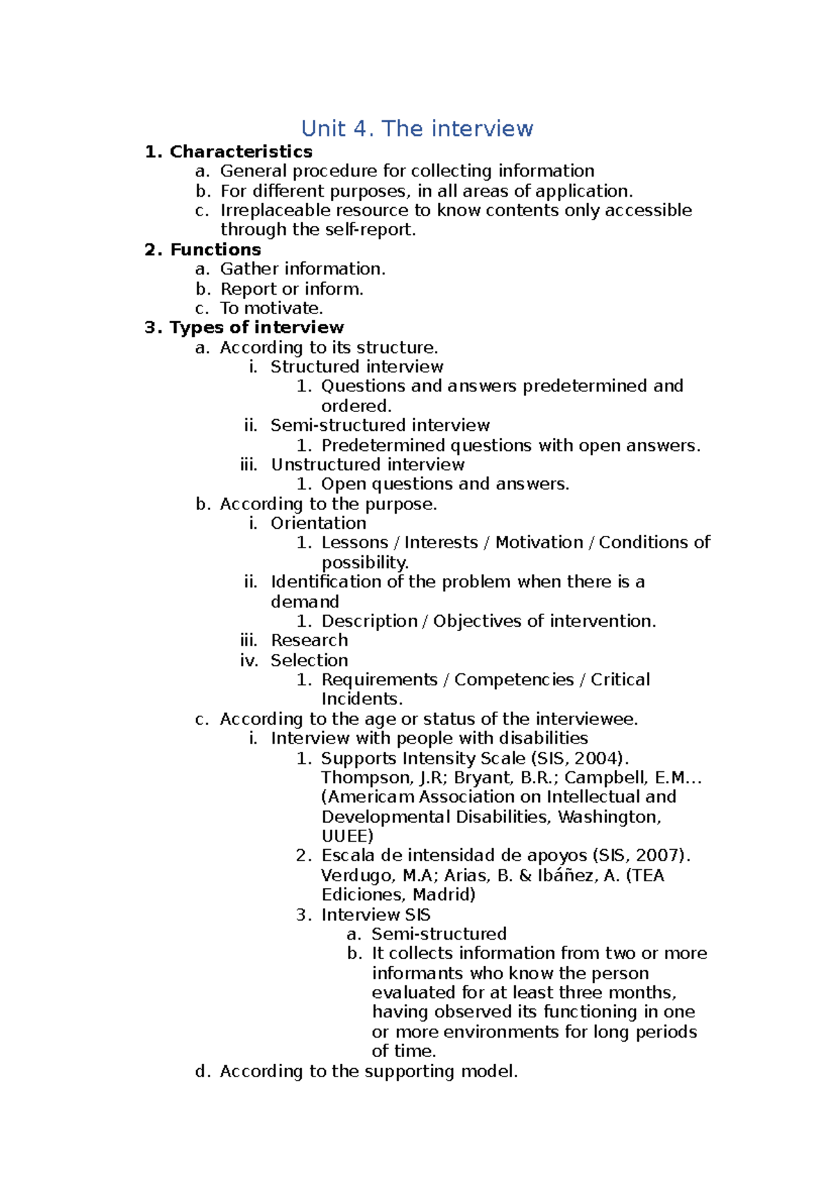 Unit 4. The interview - Apuntes 4 - Unit 4. The interview 1 ...