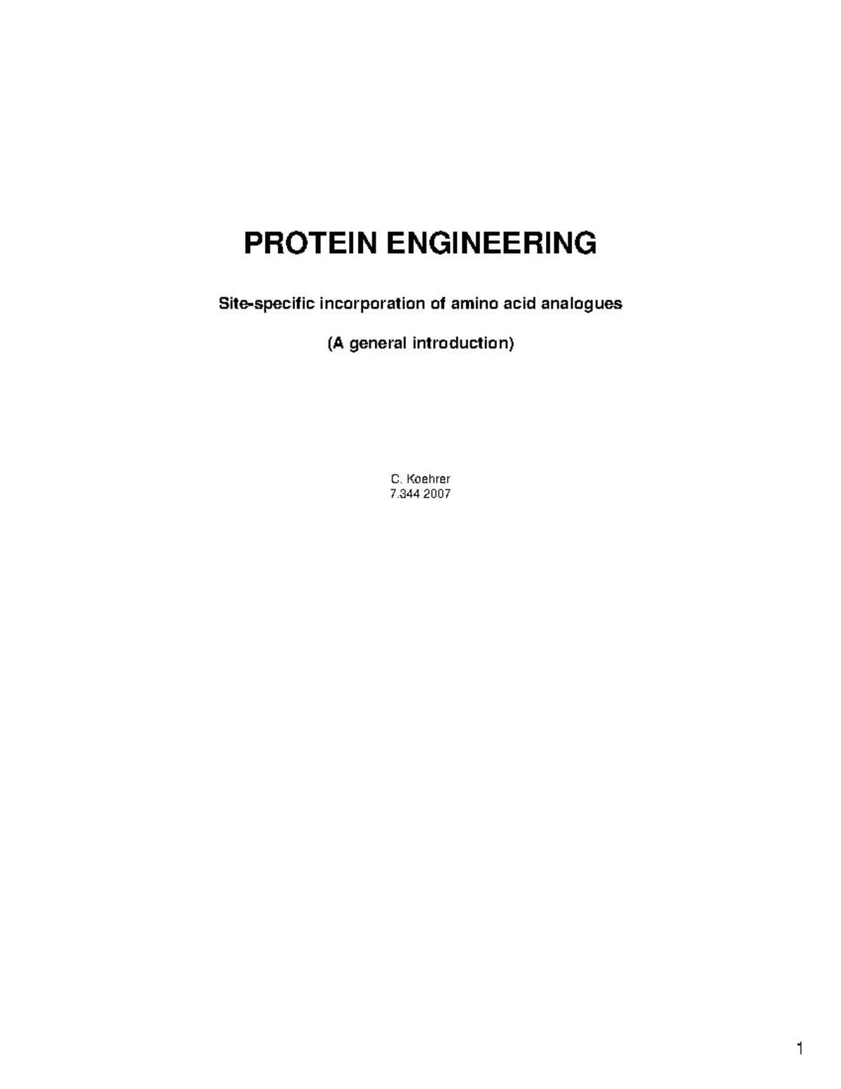 MITProtein Engineering PROTEIN ENGINEERING Sitespecific