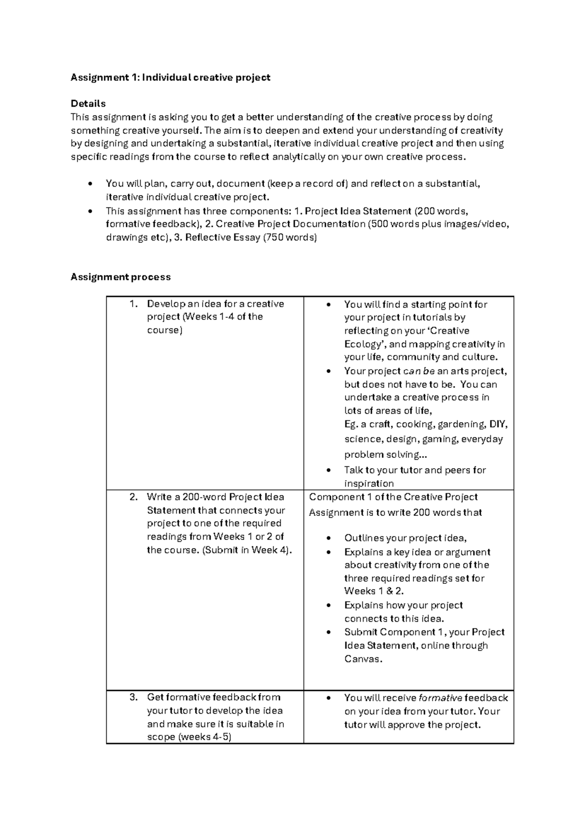 Assignment 1 Information Creative Project 2024 - Assignment 1 ...