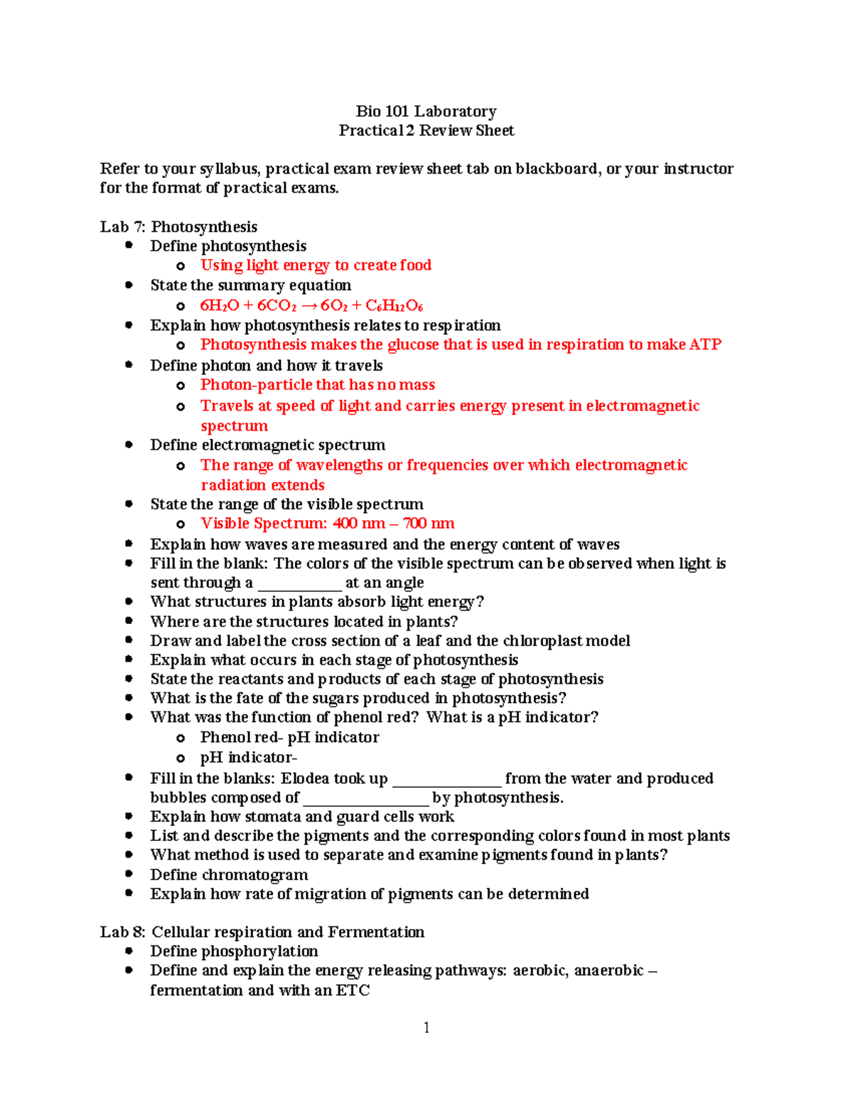 BIO Final Study Guide - Homework - Bio 101 Laboratory Practical 2 ...