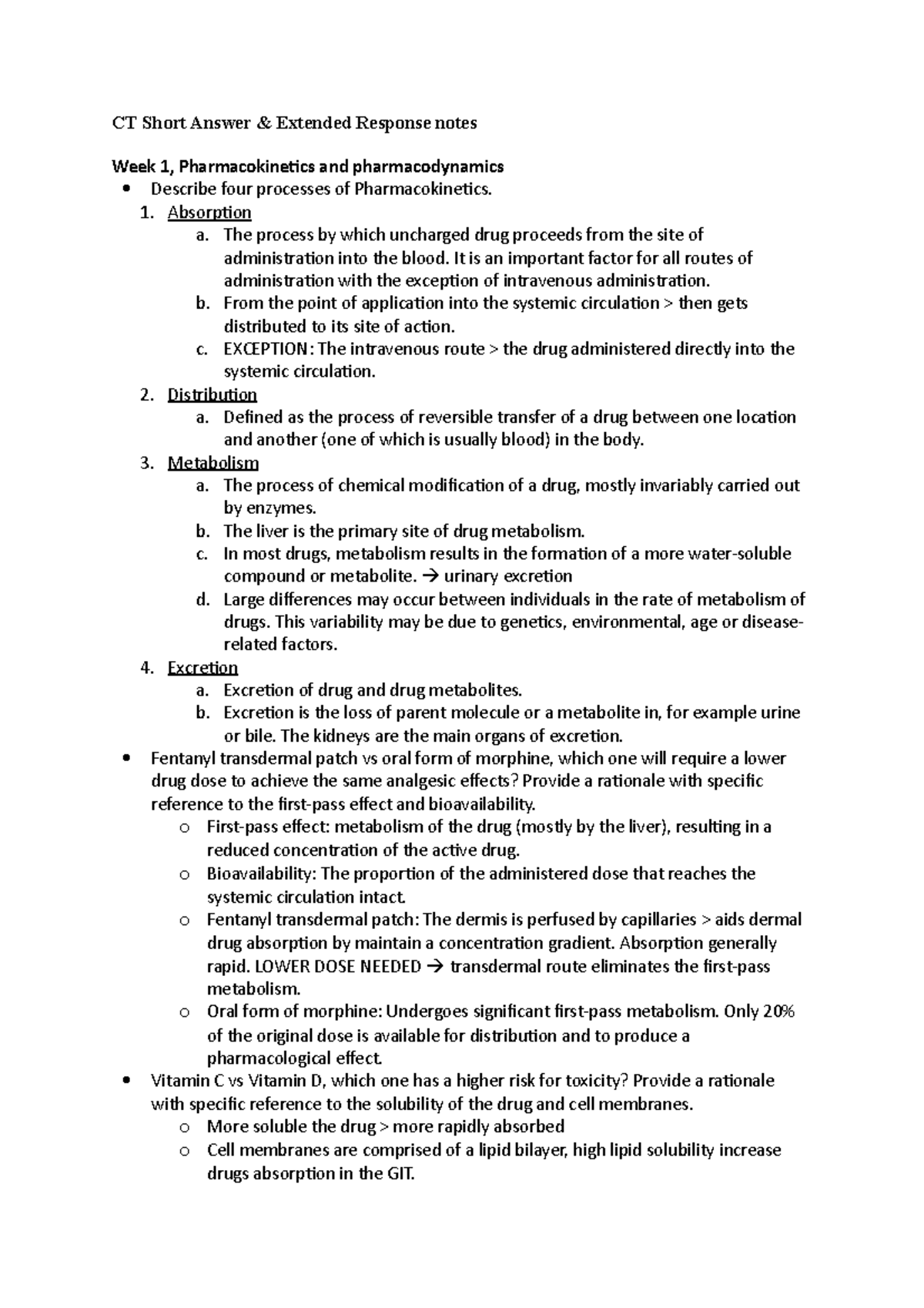 CT Short Answer and extended response notes CT Short Answer Extended