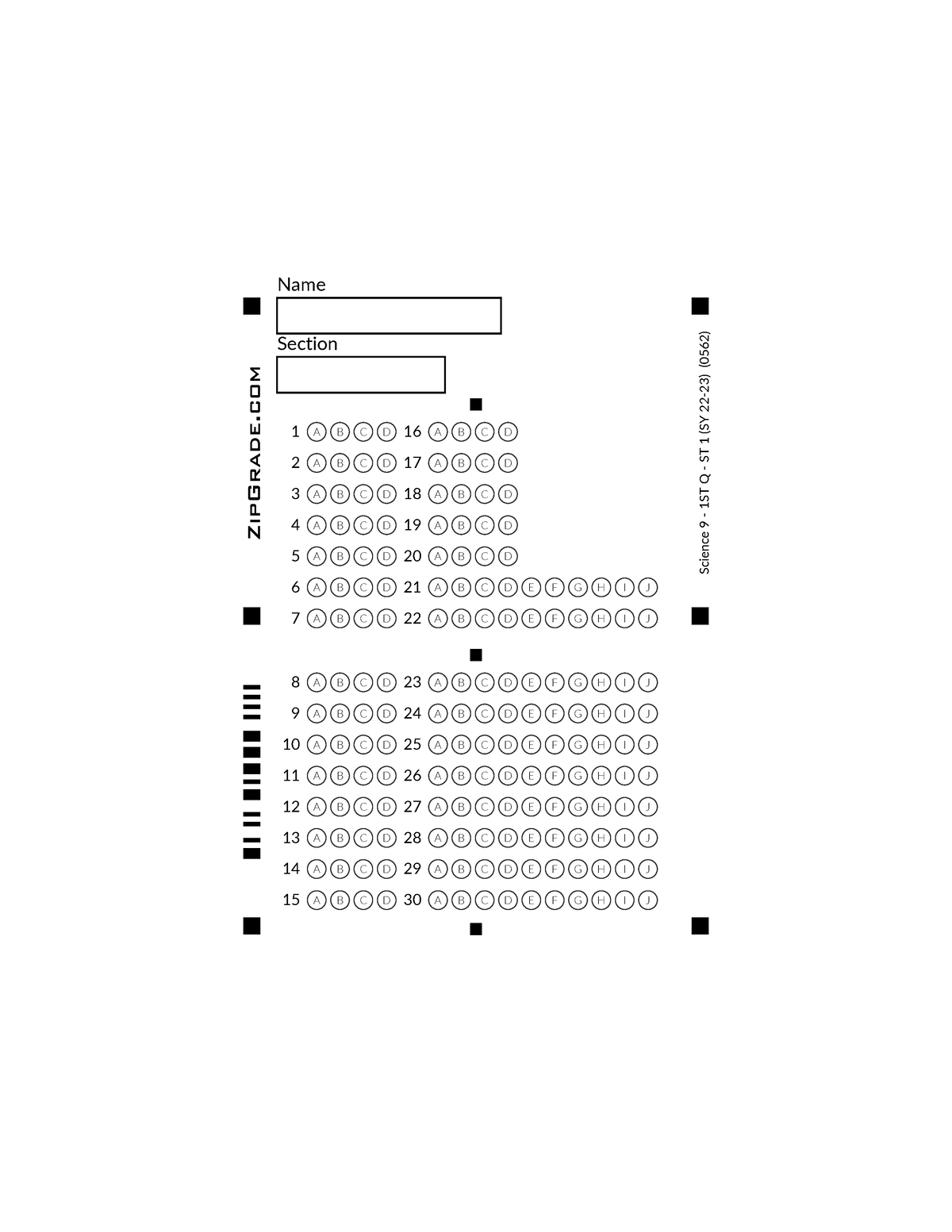 Science 9 - 1ST Q - ST 1 - Name Section Science 9 - 1ST Q - ST 1 (SY 22 ...