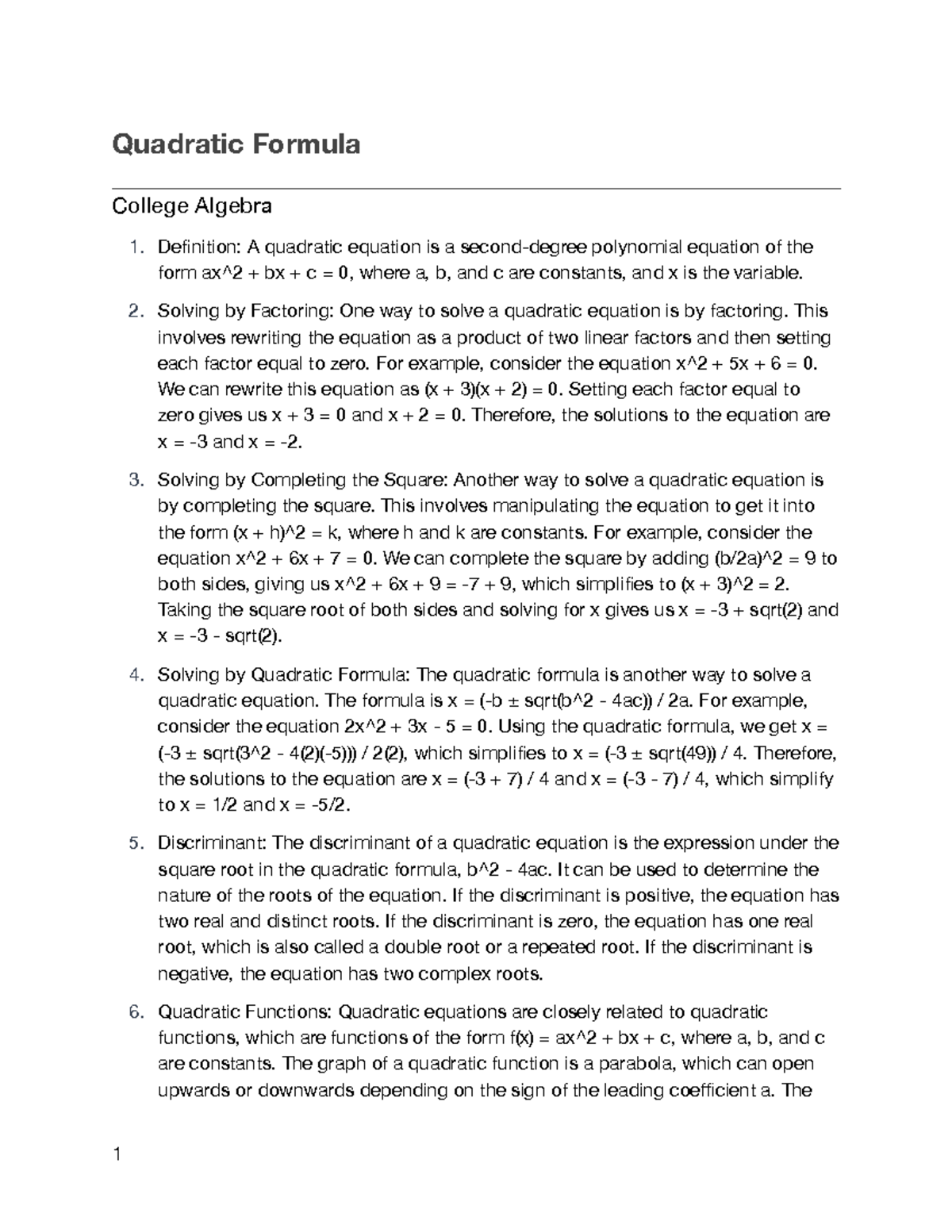 quadratic-formula-notes-quadratic-formula-college-algebra-definition