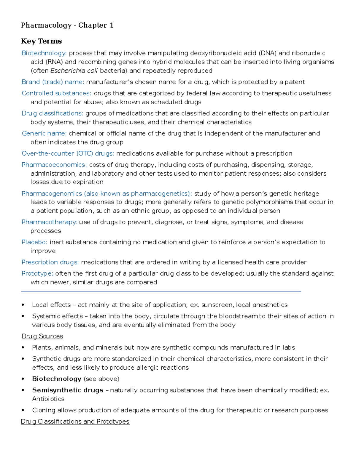 Chapter 1 Pharmacology Chapter 1 Key Terms Biotechnology process