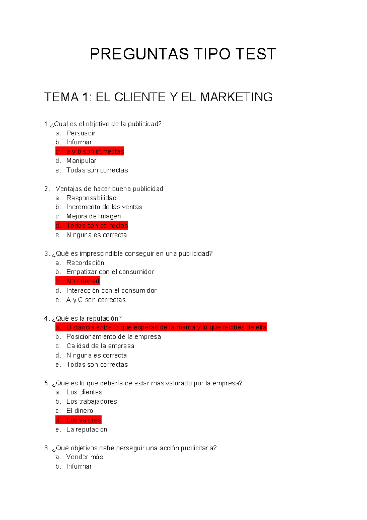 Test Comunicación - PREGUNTAS TIPO TEST TEMA 1: EL CLIENTE Y EL ...