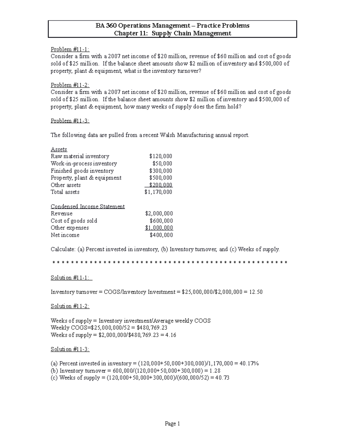 Ch11 Practice Problems - BA 360 - SDSU - Studocu