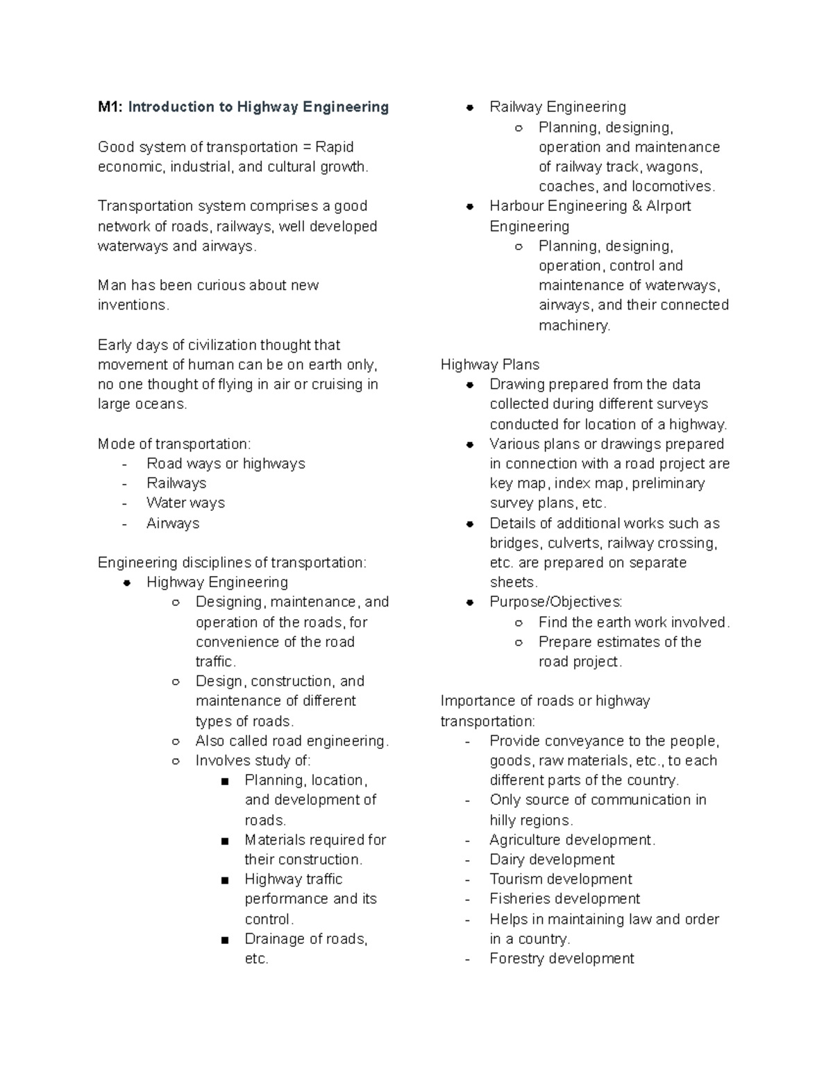 M1 Introduction to Highway Engineering - Transportation system ...