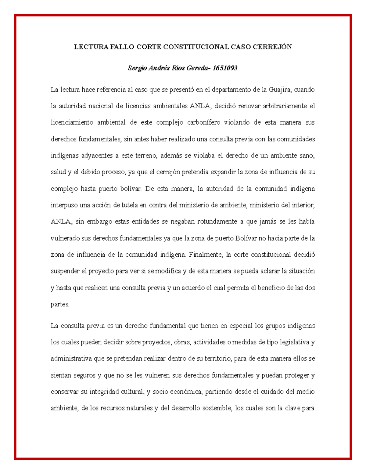 Lectura Fallo Corte Constitucional CASO Cerrejón - LECTURA FALLO CORTE ...