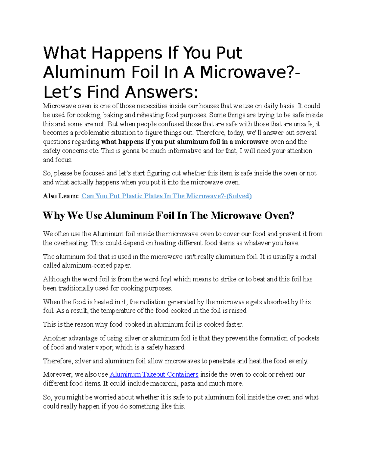 What Happens If You Put Aluminum Foil In A Microwave What Happens If