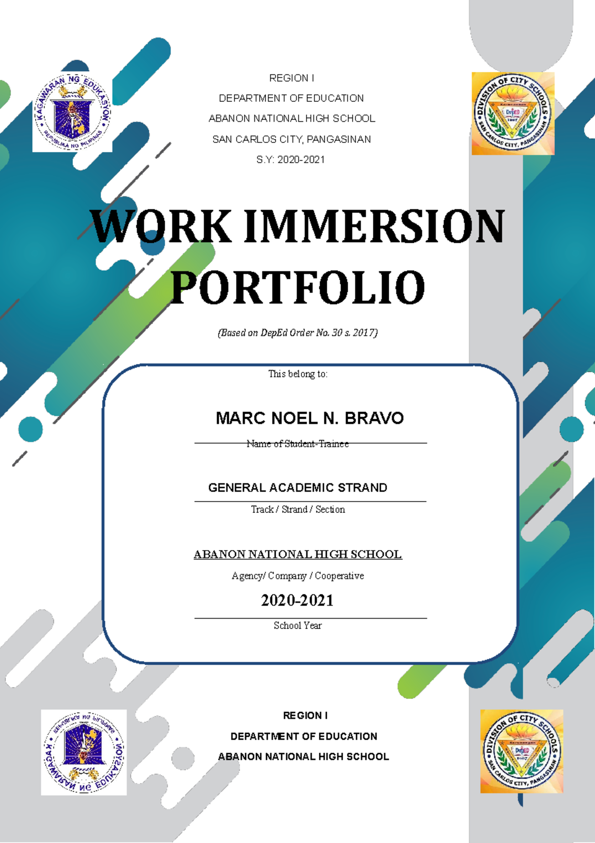 Work immersion - book - REGION I DEPARTMENT OF EDUCATION ABANON ...