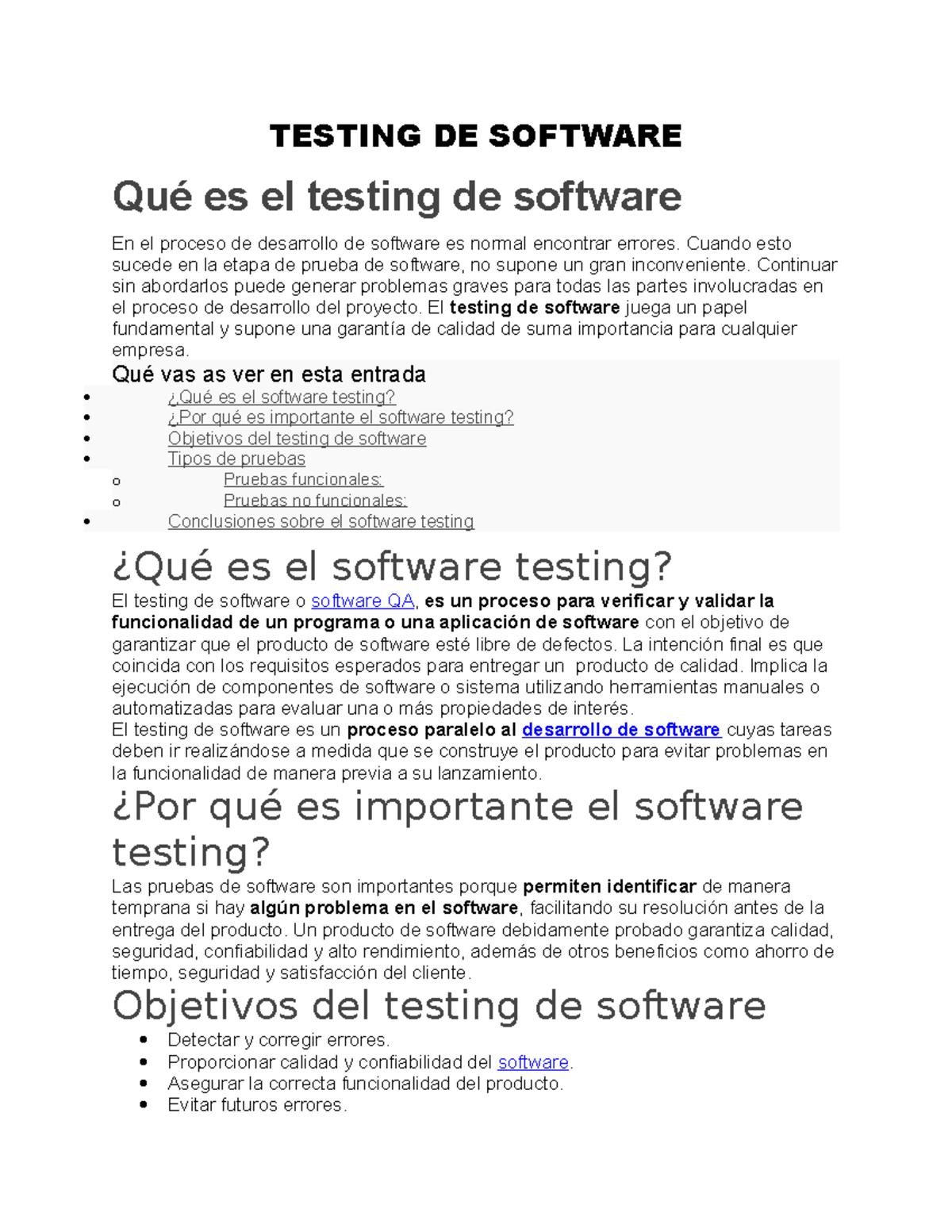 Testing DE Software - TESTING DE SOFTWARE Qué es el testing de software ...