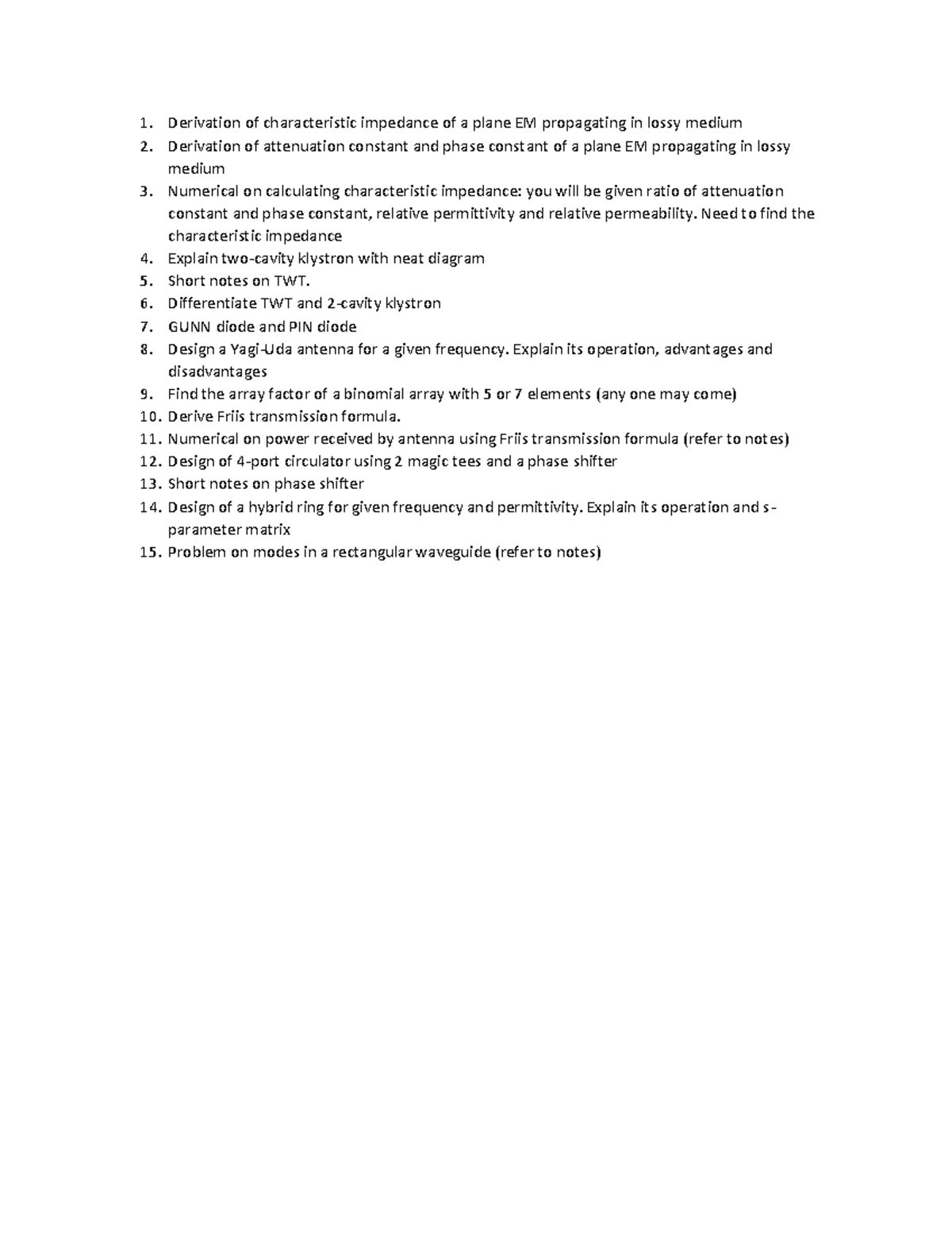 Question Bank-RF communication - Rf And Microwave Engineering - KIIT ...