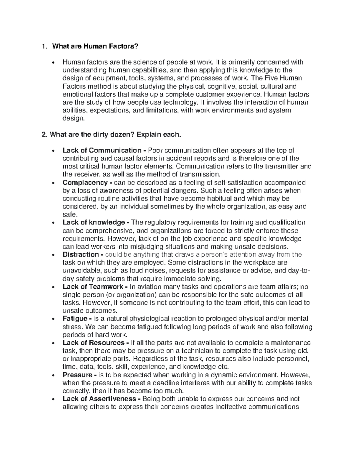 Amt 216 Activity 4 What are Human Factors? Human factors are the