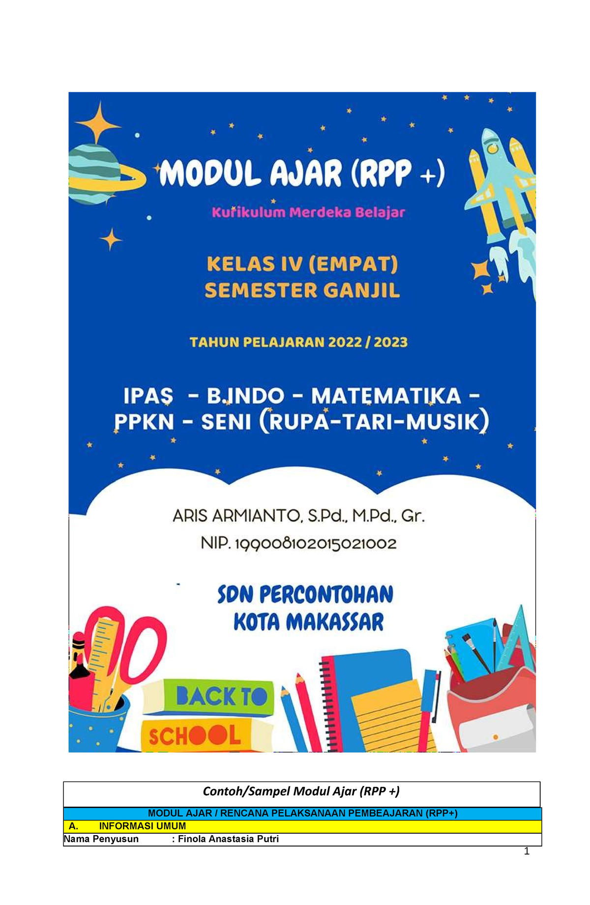 Modul Ajar Kelas 4 - UNTUK PENDIDIKAN GURU SEKOLAAH DASAR - 1 Contoh ...