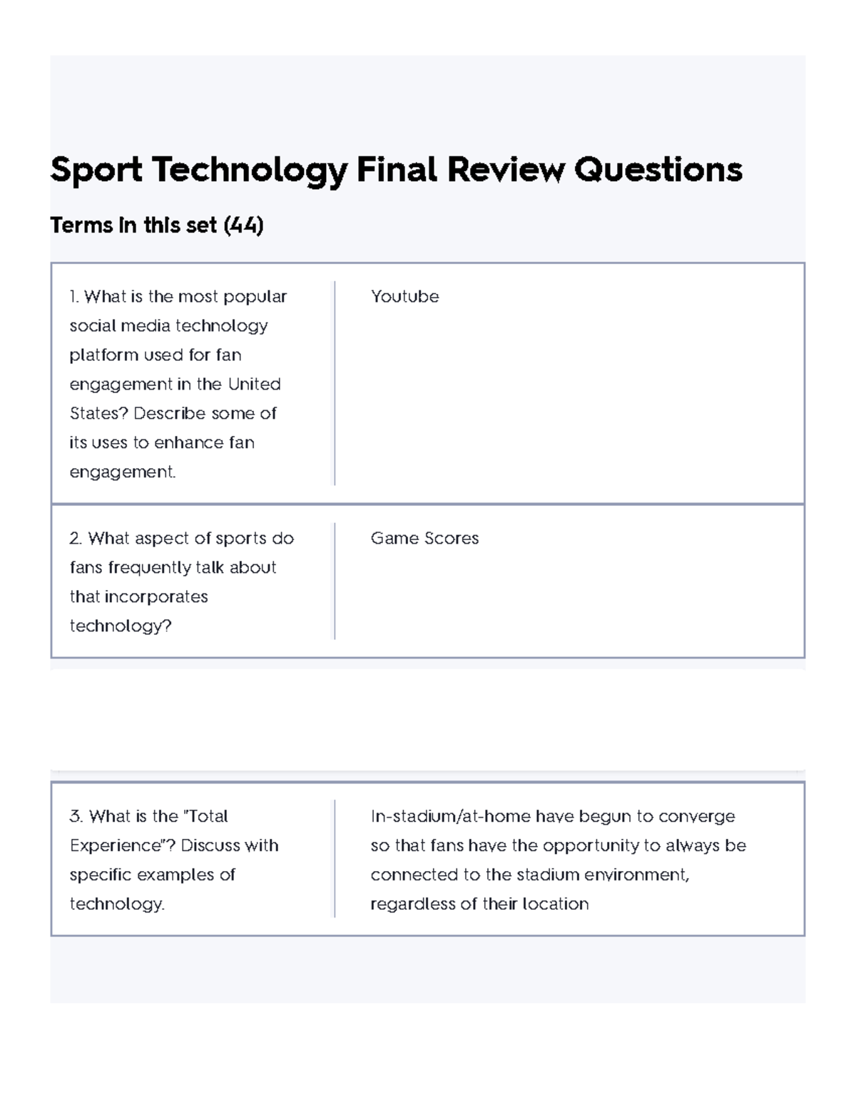 Sport Technology Final Review Questions Flashcards Quizlet Sport