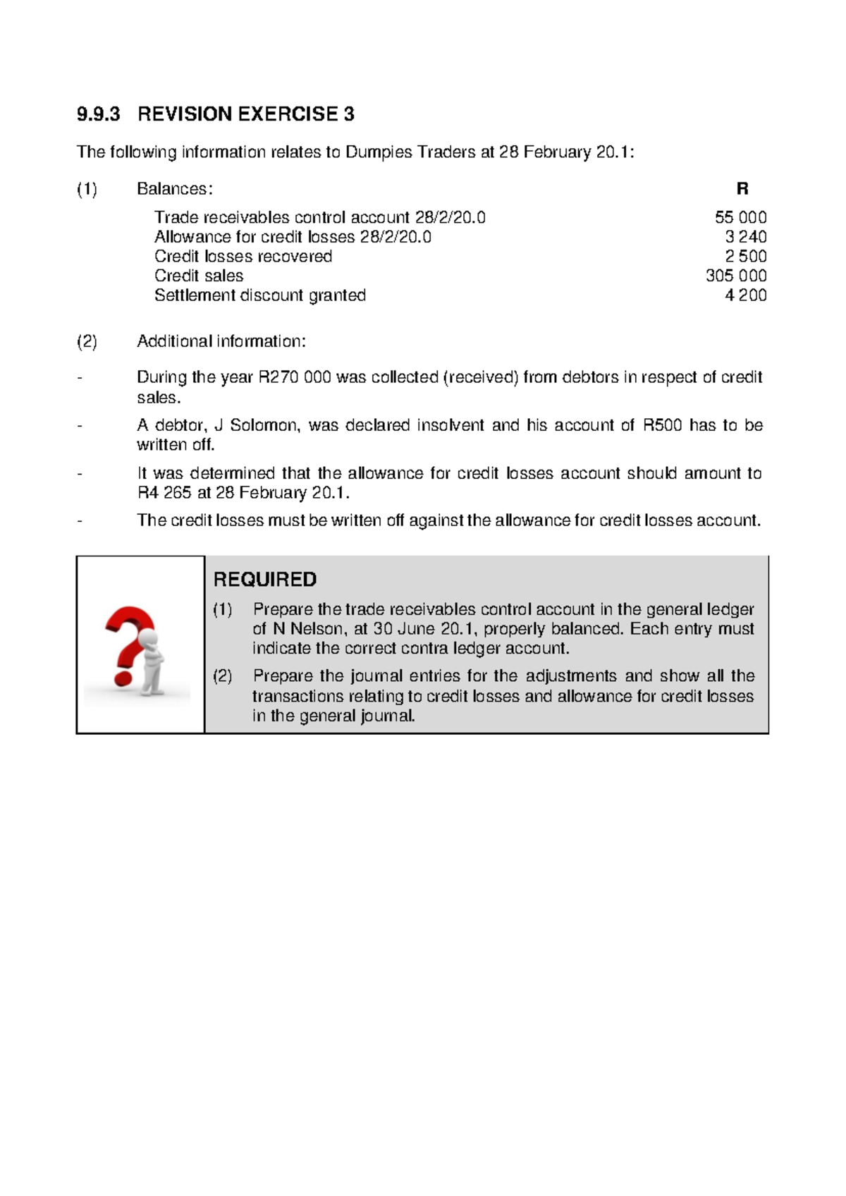 FAC1502 Study UNIT 9 9.9.3 Revision Exercise 3 - 9. 9 .3 REVISION ...