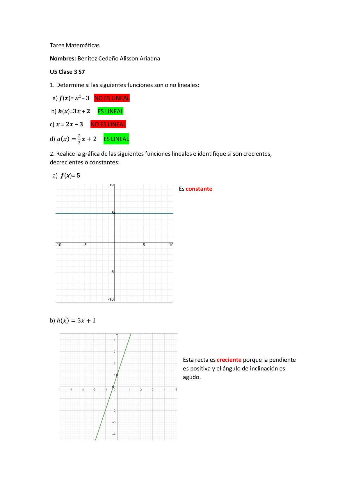 Tarea U5 Clase 23 S7 Matemáticas - Tarea Matem·ticas Nombres: Benitez ...