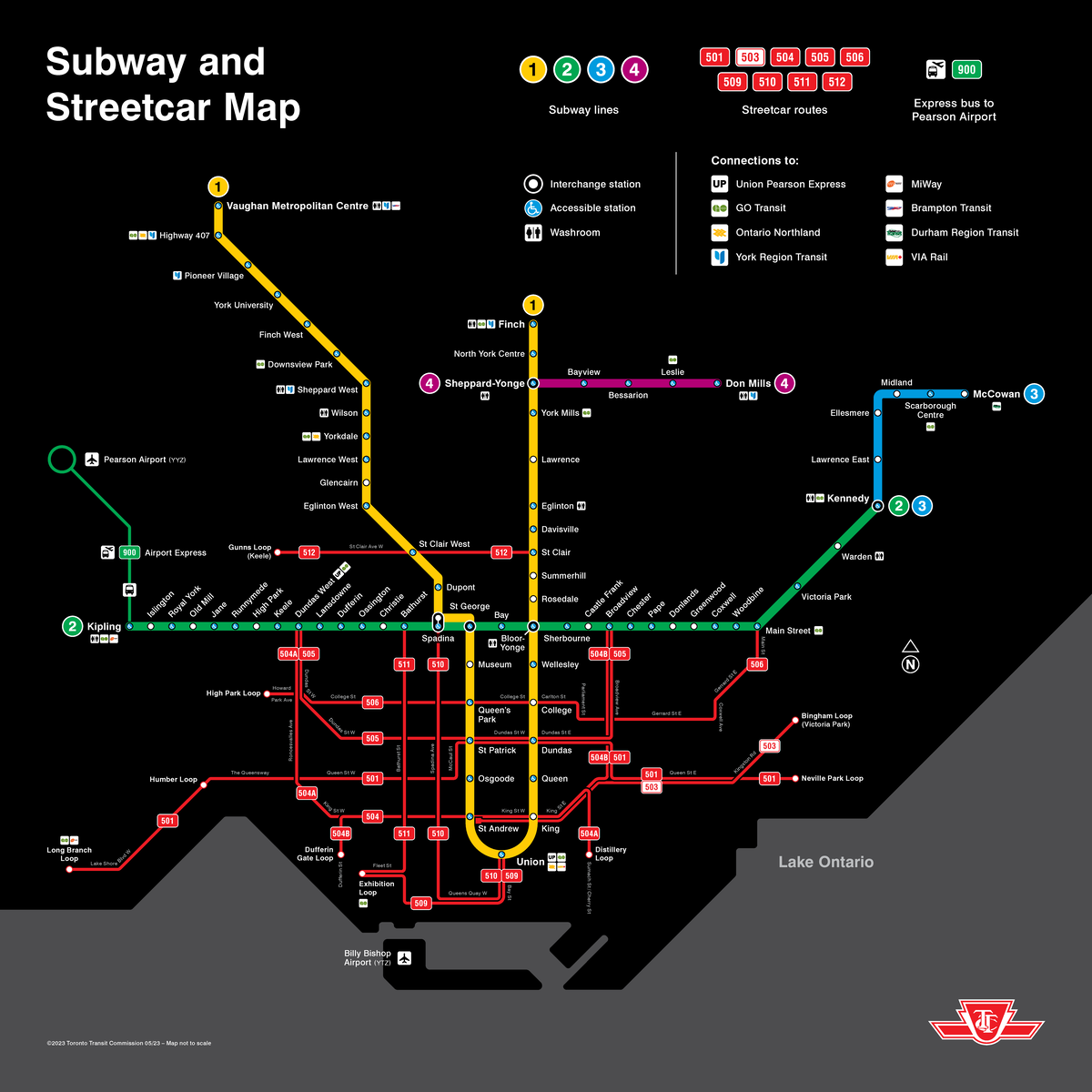 TTC Subway Streetcar Map 2021-11 - 900 Airport Express Neville Park ...