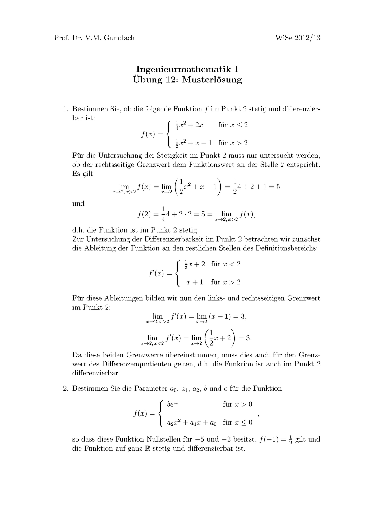 Aufgabe 12 Bau Musterloesung - Prof. Dr. V. Gundlach WiSe 2012 ...