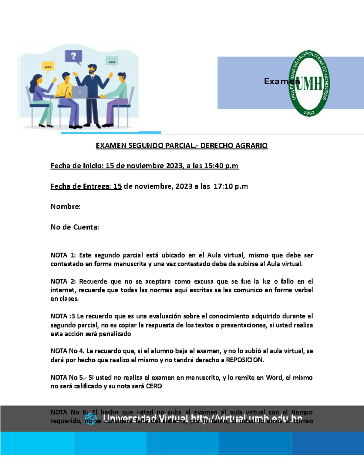 Examen Segundo Parcial - EXAMEN SEGUNDO PARCIAL.- DERECHO AGRARIO Fecha ...