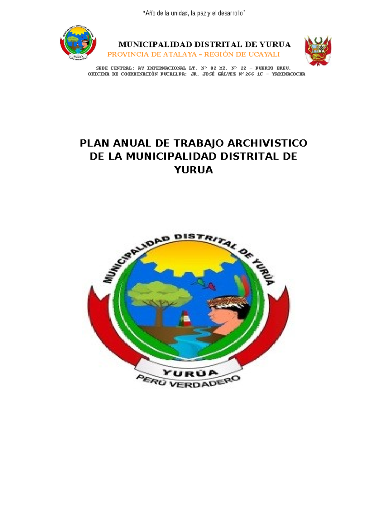 PLAN Anual DEL Archivo General MDY - 2023 - MUNICIPALIDAD DISTRITAL DE ...