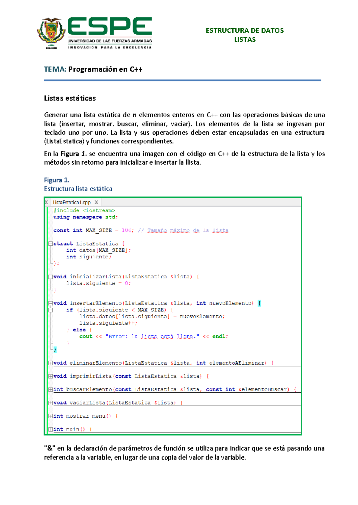 Ejercicios Listas - LISTAS TEMA: Programación en C++ Listas estáticas ...