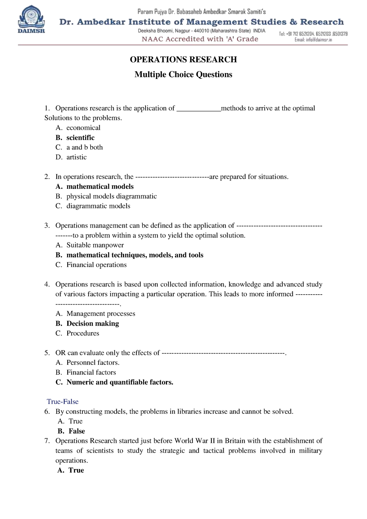 multiple choice questions on research and development