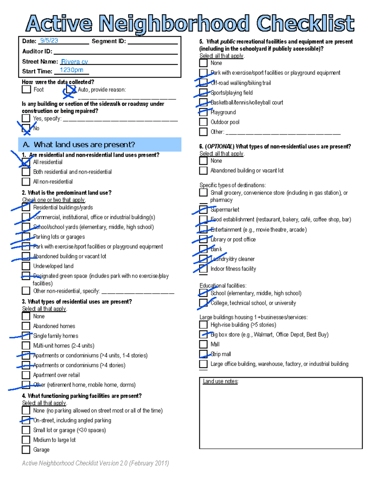 Active Neighborhood Checklist V2 - Active Neighborhood Checklist ...