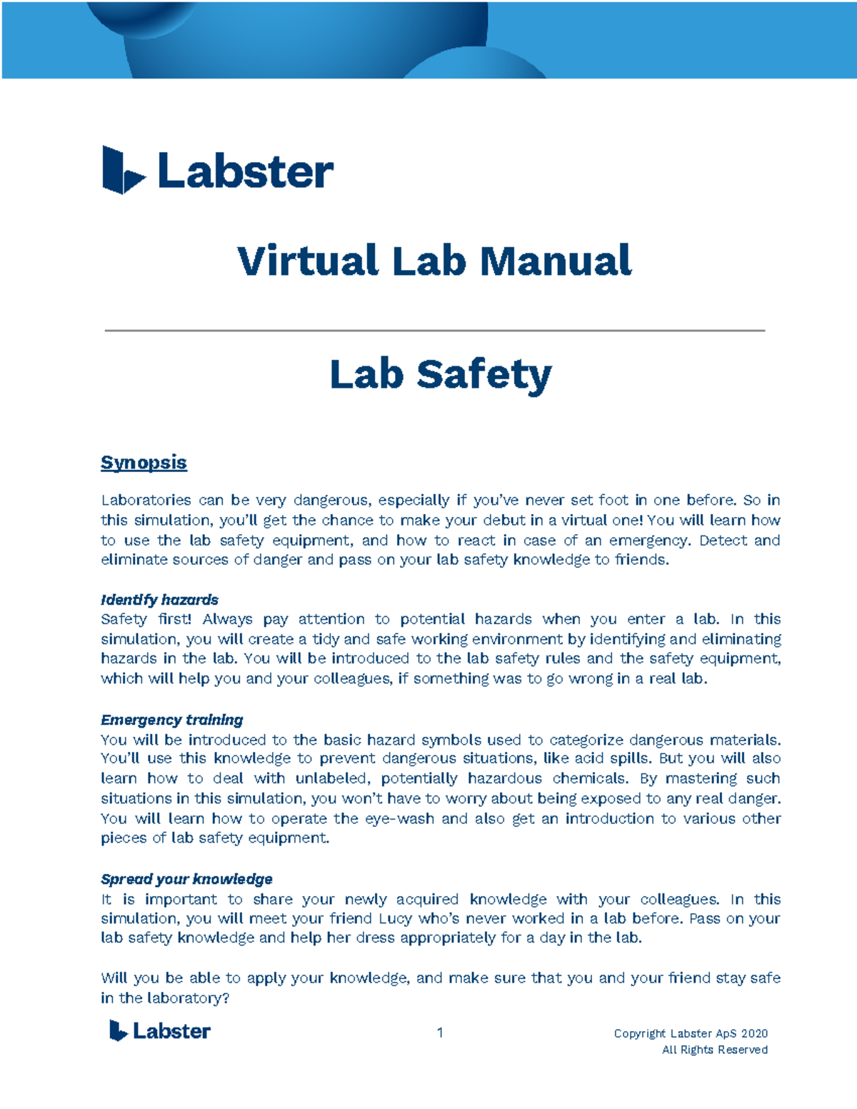 LSS Lab Safety Lab Manual - Virtual Lab Manual Lab Safety Synopsis ...
