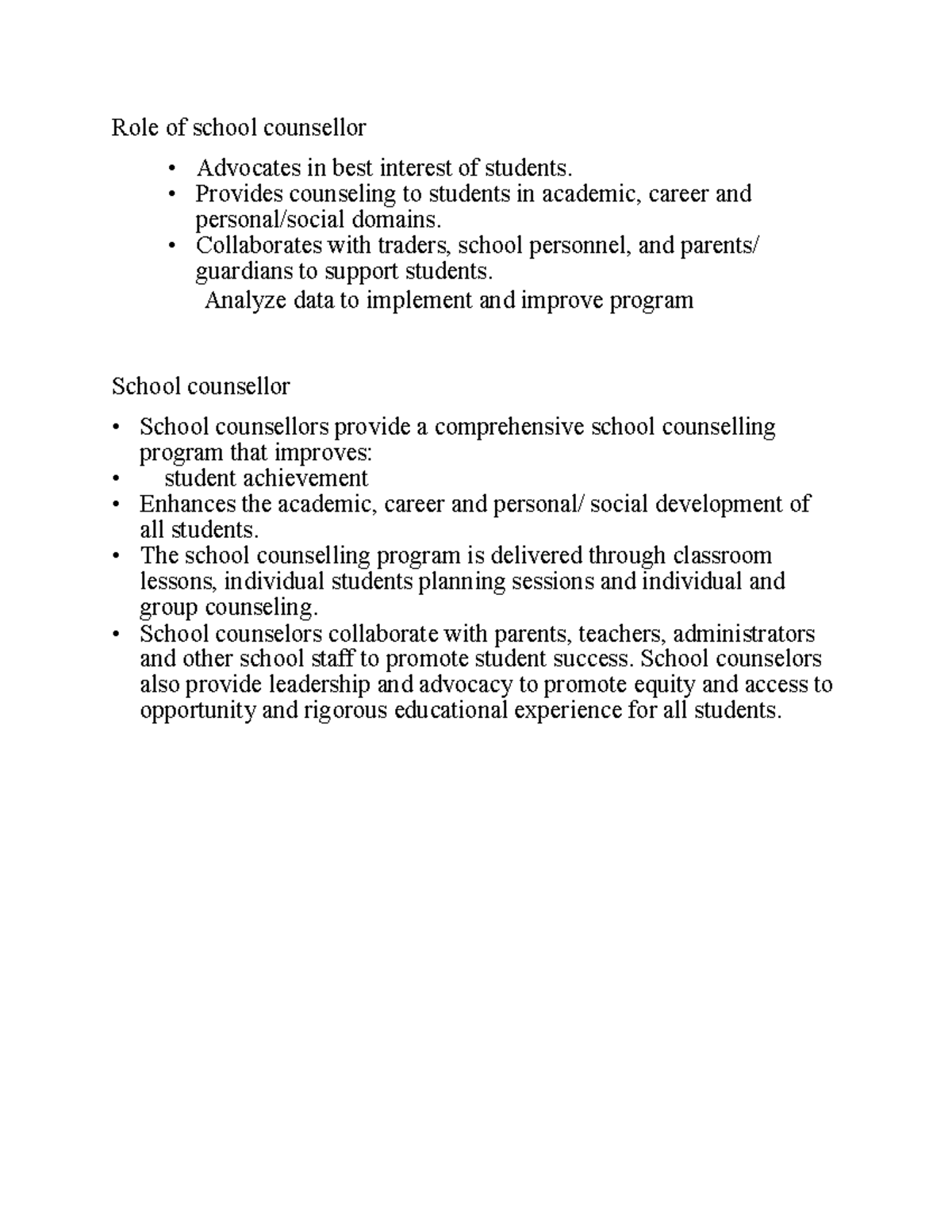 Role of school counsellor - Role of school counsellor Advocates in best ...