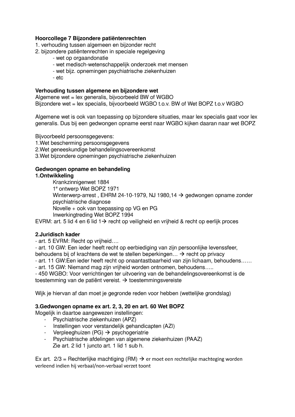 Hoorcollege 7 Gezondheidsrecht Studeersnel