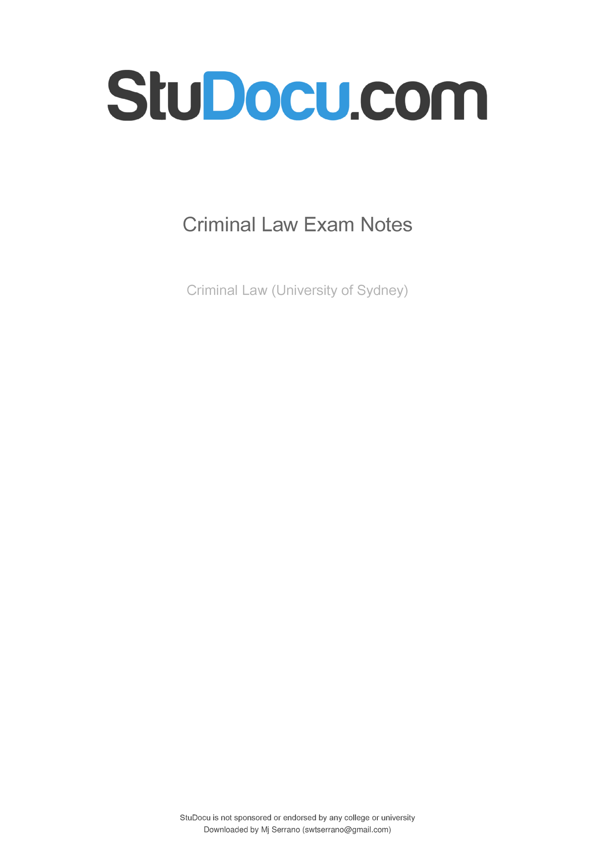 Crim Law Exam Notes And Case Summary - StuDocu Is Not Sponsored Or ...